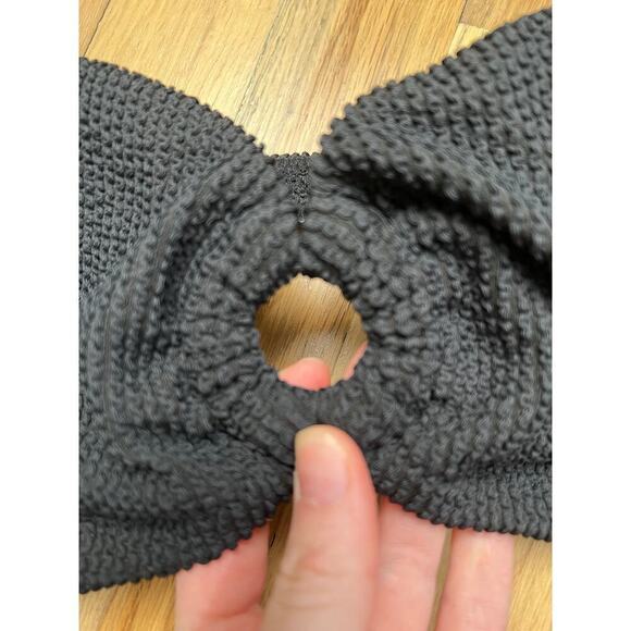 NWT J.Crew Black Scrunchie Heritage Bikini Top O Ring Bandeau Women's 2X Sexy - Picture 6 of 12